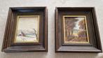 2 mini schilderijtjes gesigneerd, Antiek en Kunst, Ophalen of Verzenden