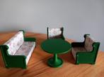 Sylvanian families vintage bankstel/groen/gebloemd/tafel, Verzamelen, Poppenhuizen en Toebehoren, Ophalen of Verzenden, Zo goed als nieuw