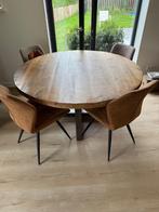 Eettafel mangohout 150cm, Ophalen, 100 tot 150 cm, Rond, Zo goed als nieuw