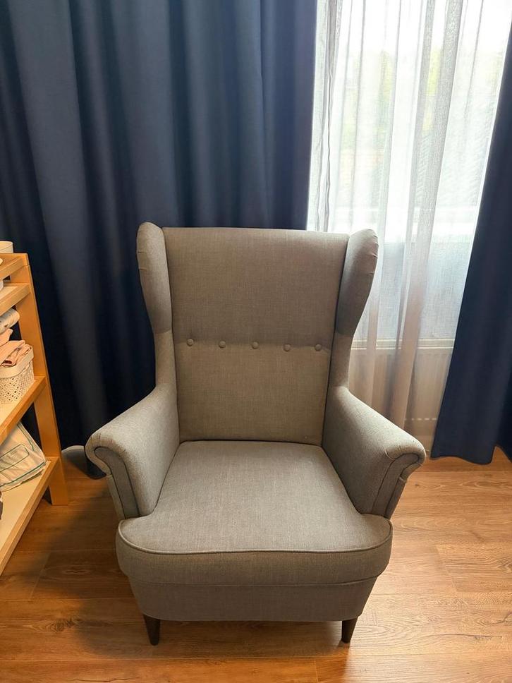 Ikea Strandmon grijs, Huis en Inrichting, Fauteuils, Zo goed als nieuw, 50 tot 75 cm, 75 tot 100 cm, Ophalen