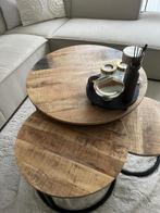 Te koop: Driedelige ronde salontafelset, 50 tot 100 cm, Rond, Ophalen of Verzenden, Zo goed als nieuw