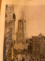 Prent Domtoren en Oude Gracht Utrecht, Ophalen of Verzenden