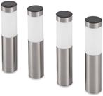 Solar buitenverlichting paaltjes (4 stuks), Tuin en Terras, Buitenverlichting, Zonne-energie, Staal, Minder dan 50 watt, Overige typen