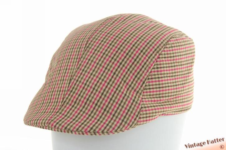 Voorgevormde platte pet bruin met roze ruit katoenmix 57 New, Kleding | Heren, Hoeden en Petten, Nieuw, Pet, 57 cm (M, 7⅛ inch) of minder