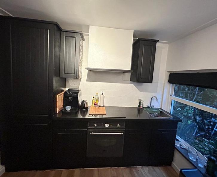 keuken, gedemonteerd, Huis en Inrichting, Keuken | Complete keukens, Gebruikt, Enkelwandige keuken, Zwart, Composiet, Hoogglans of Gelakt