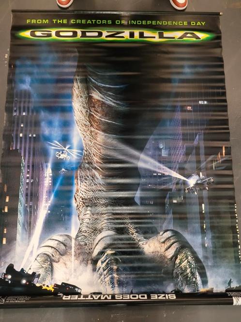 Vinyl poster / banner Godzilla dubbelzijdig, Verzamelen, Film en Tv, Gebruikt, Poster, Ophalen
