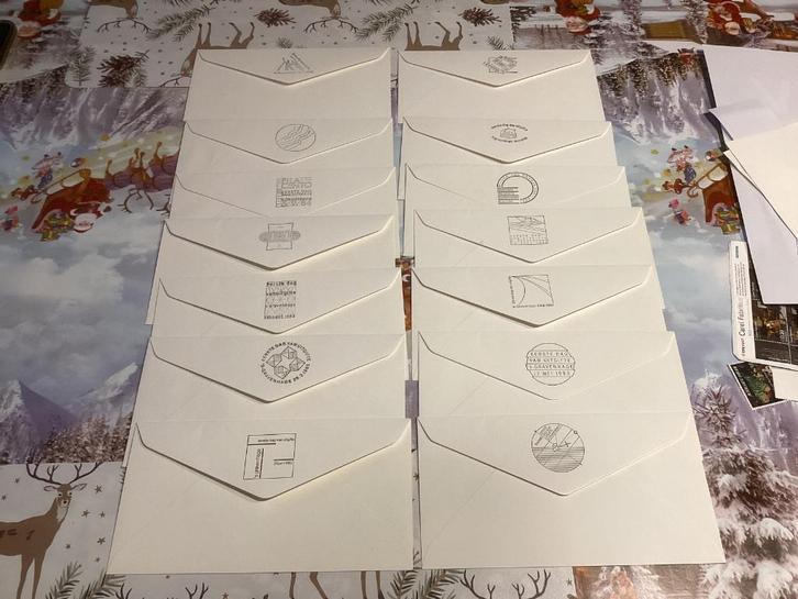 14 stuks met E nummer aan de achterkant ook 1e dag stempel, Postzegels en Munten, Postzegels | Eerstedagenveloppen, Onbeschreven