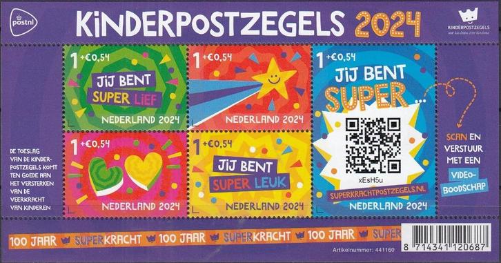 Nederland - 2024 - 100 Jaar Kinderpostzegels, Postzegels en Munten, Postzegels | Nederland, Postfris, Na 1940, Verzenden