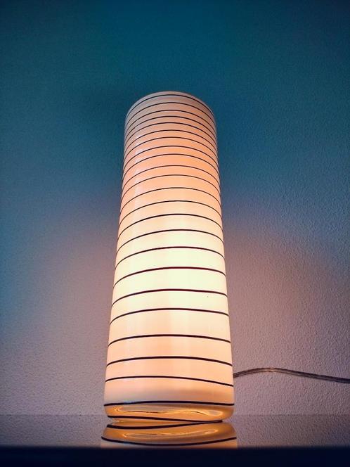 Italië Glas Lamp Tafellamp Wit Opalino Vetro Zwart 1990, Huis en Inrichting, Lampen | Tafellampen, Ophalen of Verzenden