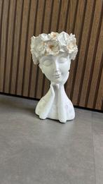 Bloempot vrouw met bloemenkrans – wit/goud, ., Ophalen of Verzenden, Zo goed als nieuw, .