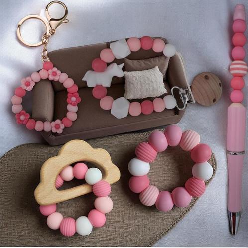 5 delige kraamcadeau geschenkset wit roze Unicorn, Kinderen en Baby's, Kraamcadeaus en Geboorteborden, Nieuw, Kraamcadeau, Ophalen of Verzenden