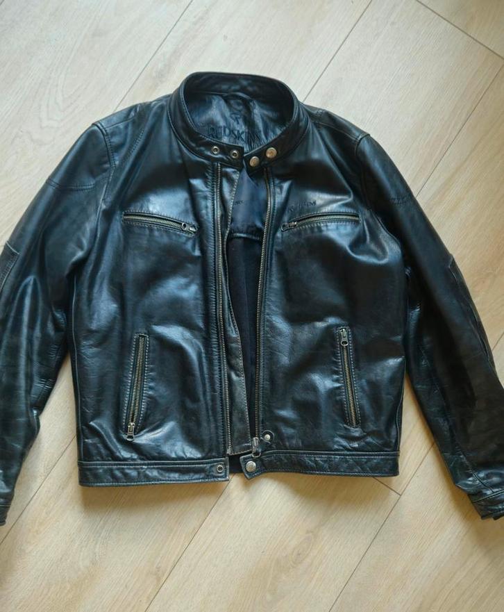 Redskins Leren Biker Jacket - Maat L, Kleding | Heren, Jassen | Winter, Zo goed als nieuw, Maat 52/54 (L), Zwart, Ophalen of Verzenden