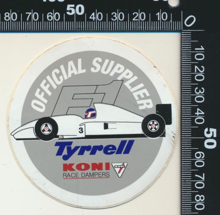 Sticker: Koni - Tyrrell F1 - Official Supplier, Verzamelen, Stickers, Zo goed als nieuw, Auto of Motor, Ophalen of Verzenden
