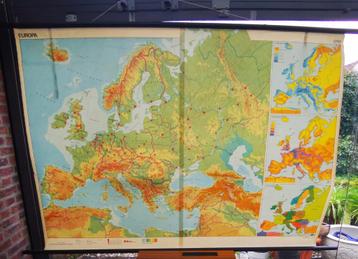 Vintage Schoolkaart Europa Wolters Noordhoff 1978 190*140 cm beschikbaar voor biedingen