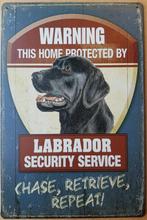 Labrador zwart security service reclamebord van metaal, Nieuw, Ophalen of Verzenden