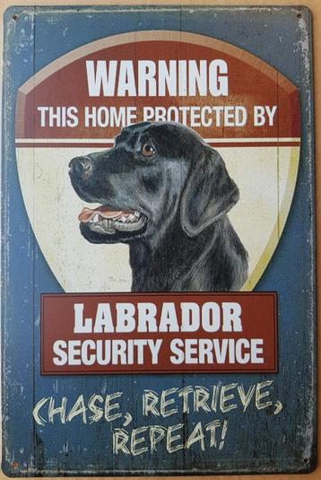 Labrador zwart security service reclamebord van metaal 