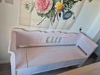 Unieke brocante houten klepbank – met opbergruimte – oudroze, Ophalen of Verzenden, Hout