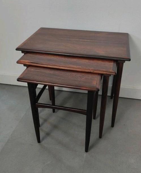 Vintage Deense mimiset in palissander, Huis en Inrichting, Tafels | Bijzettafels, Zo goed als nieuw, Rechthoekig, 45 tot 60 cm