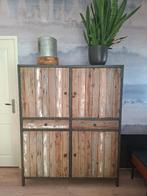 Stoere wandkast sloophout/ used wood, Huis en Inrichting, Ophalen, Met deur(en), Zo goed als nieuw, Minder dan 150 cm