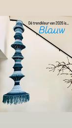Blauwe Gehaakte Fishermanslamp, Nieuw, Ophalen of Verzenden, Cottage core, japandi, boho, retro, 75 cm of meer