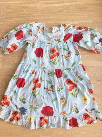 Lichtblauwe jurk met bloemen en dieren van Monnalisa mt. 152 beschikbaar voor biedingen