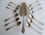 Zilver antiek set taartschep + 12 lepels/dessert lepeltjes, Antiek en Kunst, Ophalen of Verzenden