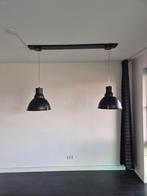 Zwarte hanglamp - Industrieel design, Huis en Inrichting, Lampen | Hanglampen, Ophalen, 50 tot 75 cm, Zo goed als nieuw, Glas