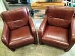 2 leren clubfauteuils, Ophalen, Zo goed als nieuw, 75 tot 100 cm