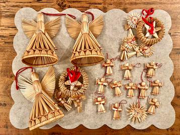 ⭐️ Set strohangers vintage kersthangers kerst boomversiering beschikbaar voor biedingen