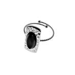 Plated RVS Verstelbaar Smalle Ring met Zwarte Steen - Dames, Sieraden, Tassen en Uiterlijk, Ringen, 18 tot 19, Birgitta-Gracht 33, 6465 EL Kerkrade, Nederland