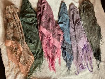 Echte vintage Indiase/Pakistaanse boho sjaals (6X) beschikbaar voor biedingen