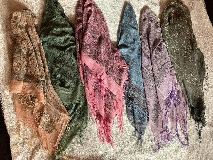 Echte vintage Indiase/Pakistaanse boho sjaals (6X), Kleding | Dames, Mutsen, Sjaals en Handschoenen, Zo goed als nieuw, Sjaal