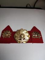 Oud koperen set Oranje Gelderland met oudvilten ondergrondje, Ophalen of Verzenden, Landmacht, Nederland, Embleem of Badge