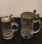 Twee antieke bierpullen met tinnen deksel, Ophalen