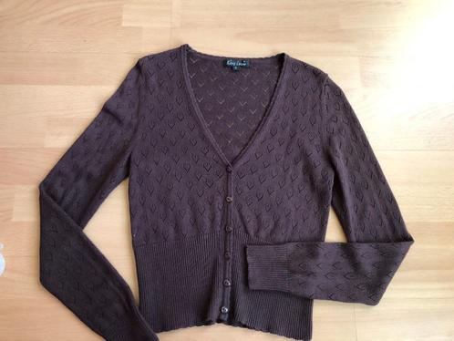 KING LOUIE Heart Ajour vestje, S, Kleding | Dames, Tops, Zo goed als nieuw, Maat 36 (S), Bruin, Lange mouw, Ophalen of Verzenden