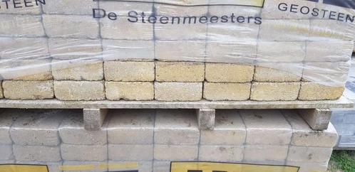 CobbleStones 14x14x5 getrommeld Oker kleur te koop, Tuin en Terras, Tegels en Klinkers, Gebruikt, Terrastegels, Beton, 10 m² of meer