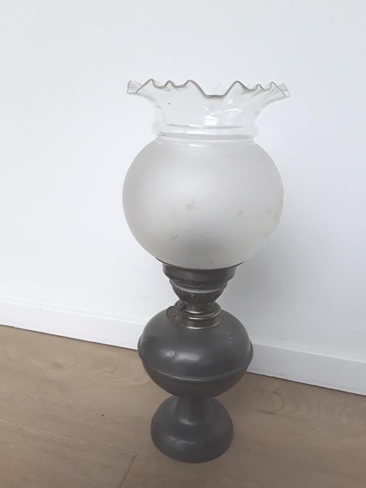 Grote tinnen olielamp, Metawa Holland, realpewter 94, Antiek en Kunst, Antiek | Lampen, Ophalen of Verzenden