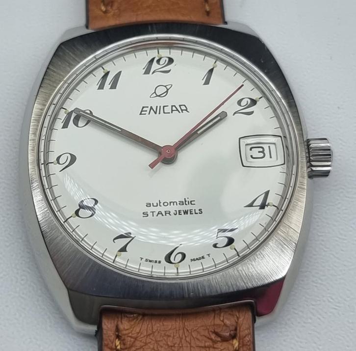 Enicar Ocean Pearl star jewels auto date 1970, Sieraden, Tassen en Uiterlijk, Horloges | Antiek, Polshorloge, Overige merken, Staal
