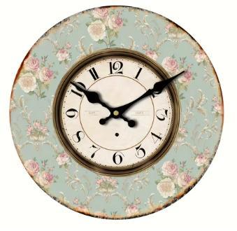 Vintage ronde wandklok van metaal - Bloemen klassiek (20cm), Huis en Inrichting, Woonaccessoires | Klokken, Nieuw, Wandklok, Ophalen of Verzenden