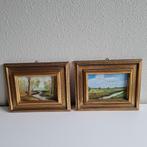 2 landschap schilderijtjes gesigneerd, Ophalen