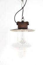 Vintage stallamp emaille lamp glazen stolp, Huis en Inrichting, Ophalen of Verzenden, Gebruikt