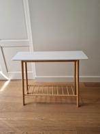 Console Tafel - Bamboe & Wit Hout, Huis en Inrichting, Ophalen, Gebruikt, 50 tot 100 cm, Kunststof