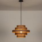 Hanglamp Ø 50 cm – licht eikenhout & mat-zwart metaal, Ophalen, Metaal, 50 tot 75 cm