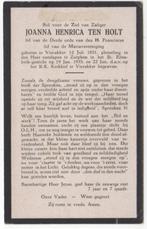 Johanna H. ten Holt 1851 Vierakker + 1935 Zutphen, 83 jr, Verzenden