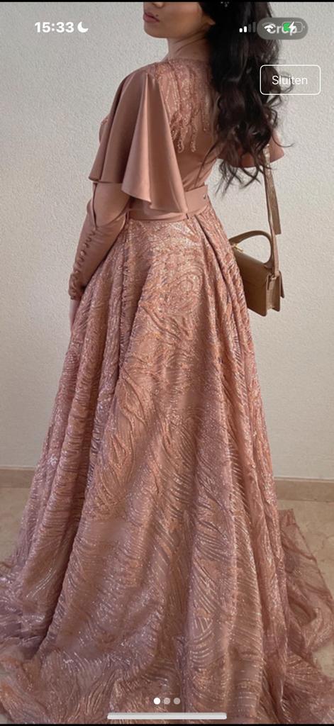 Gala jurk/ Abiye, Kleding | Dames, Gelegenheidskleding, Zo goed als nieuw, Galajurk, Maat 36 (S), Roze, Ophalen of Verzenden