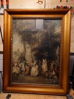 Oud Schilderij met Decoratieve Lijst, Ophalen of Verzenden