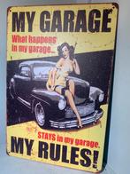 MY GARAGE Metalen Sign - 30x20 What happens in my garage..., Ophalen of Verzenden, Nieuw