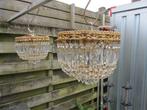 2 ZEER MOOIE IDENTIEKE HOOGWAARDIGE KRISTALLEN PLAFONNIERES, Huis en Inrichting, Lampen | Plafondlampen, Ophalen, Gebruikt, KRISTAL