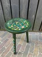 Vintage retro Beschilderd melkkrukje houten krukje TEAB, Ophalen, Zo goed als nieuw, Hout