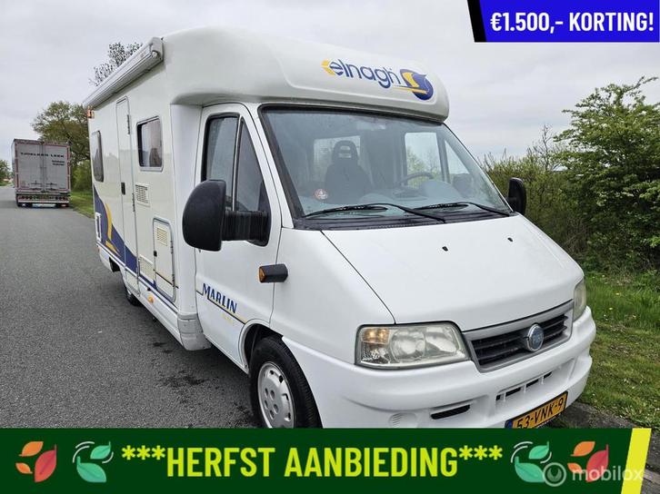 Elnagh Marlin Half-integraal 2002 vastbed, 6zitplaatsen, Caravans en Kamperen, Campers, Bedrijf, Half-integraal, Overige merken
